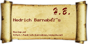 Hedrich Barnabás névjegykártya